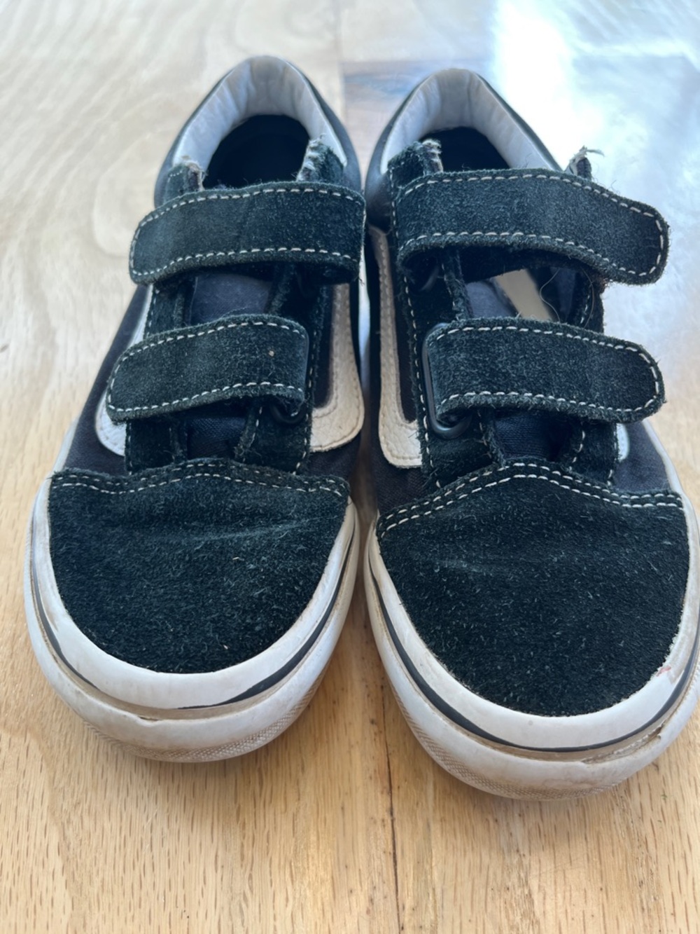 Vans Kids Black and White Canvas and Suede Velcro Skate Sneakers - Picture 6 of 8